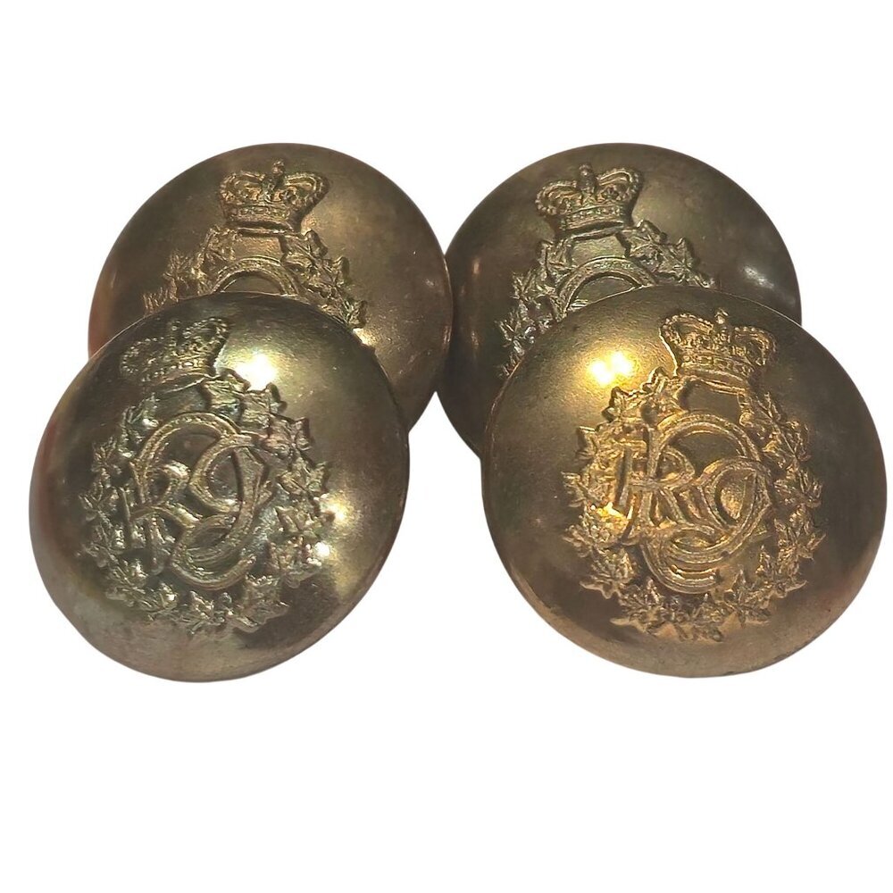 Four (4) Royal Canadian Dental Corps RCDC with Queen's Crown Brass Button